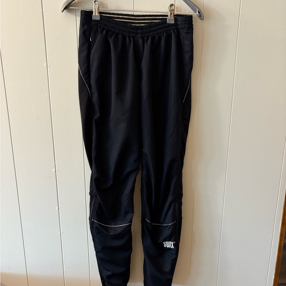 Swix Cross Country Ski Black Tapered Track Pants with Elastic Waistband - Picture 1 of 12